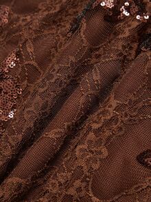 Firerie Plus Size Sexy Sequin Lace Mini Skirt - Brown - View 8
