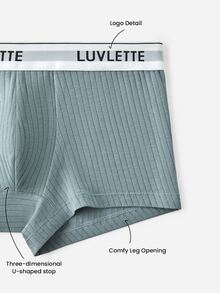 LUVLETTE 3-Pack Cotton Mid Rise Printed Letter Webbing Men's Boxer Briefs - Multicolor - View 5