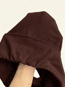 SHEIN BASICS 女款休閒基礎保守版寬鬆運動休閒風純色羅紋針織短褲，夏季健身房運動白色運動健身皮拉提斯 - 咖啡棕 - 查看 7