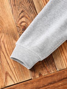 SHEIN Tween Boy Plaid Patchwork Button Half-Zip Sweatshirt And Jogger Pants Set - Grey - View 5