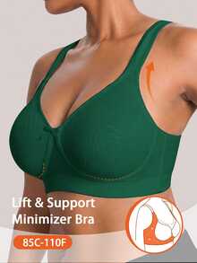 DesireSculpt Plus Size Women Bow Decor Wireless Lift & Support Bra - Army Green - View 6