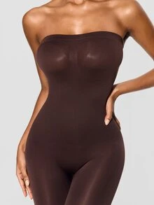 SHAPORA Strapless Body-Shaping Romper, Can Be Worn As Base Layer Or Outerwear - Brown - View 7