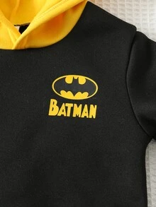 BATMAN X Cozy Pixies 兒童男嬰 Justice League Batman 配色拼接圖案印花長袖針織套頭運動衫 - 黑色 - 查看 4