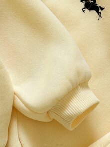 SHEIN 男女嬰兒/幼兒 2件組秋冬休閒可愛仿奶油色兩件式運動衫套裝，嬰兒運動服，嬰兒冬季衣物 - 彩色 - 查看 4