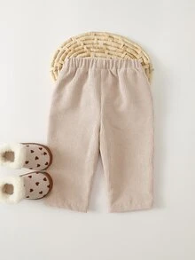 Cozy Pixies Baby Girl Elastic Waist Casual Everyday Long Autumn Pants - Apricot - View 2