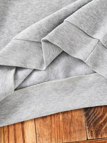 SHEIN Tween Boy Plaid Patchwork Button Half-Zip Sweatshirt And Jogger Pants Set - Grey - View 4