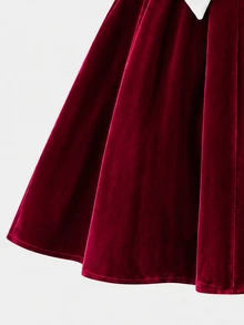 SHEIN 少女深酒紅色休閒純色洋裝 - 酒紅色 - 查看 5