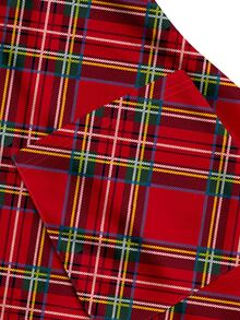 PopScrub Casual Minimalist Red Plaid Christmas Nurse Scrub Uniform Top - Multicolor - View 5