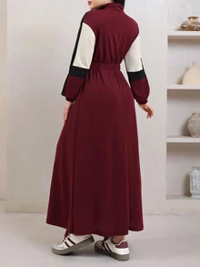 Veilorie Plus Size Women's Colorblock Pleated Casual Party Summer Dress - Multicolor - View 2