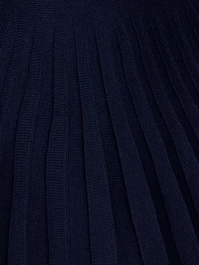 Feyla فستان نسائي بلون موحد برقبة غير متماثلة وأكمام طويلة وتصميم أزرار وحافة مطوية منسوج - أزرق بحري - مشاهدة 6