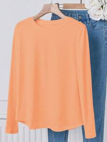 EMERY ROSE Christmas A Large-Sized Wine-Red Round-Neck Long-Sleeved T-Shirt, Comfortable And Versatile Fall - Apricot - View 6