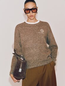 Anewsta Essential Autumn/Winter New Embroidered Women's Pullover Sweater - Coffee Brown - View 4