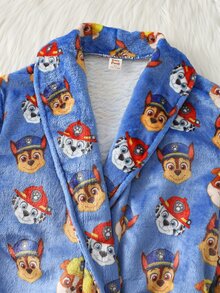 Cozy Pixies | PAW Patrol 兒童小男孩休閒日常舒適印花毛絨長袖開襟睡袍家居服 - 寶藍色 - 查看 4