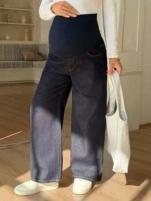 DAZY Maternity Distressed Spring/Autumn Jeans With Pockets And Adjustable Waistband - Blue - View 5