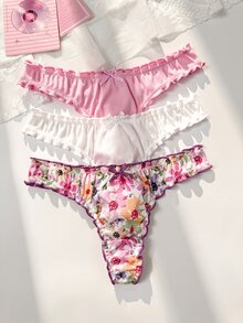 PetitDoll Women's Bow Decor Sexy Everyday Thong Panties - Multicolor - View 1