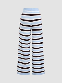 Autumina Women's Autumn/Winter Lazy Fashion Casual Home Wear Striped Sweater 2 Pieces Set - Multicolor - View 5