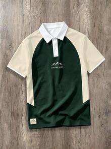 Daypath Men's Letter & Mountain Print Short Sleeve Casual Polo Shirt - Green - View 5