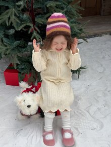 Dazy Kids Bộ áo len dệt kim màu trơn phong cách Hàn Quốc thường ngày tay dài cổ bẻ cho bé gái sơ sinh/chập chững mùa thu/đông - trắng - Xem 9