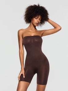 SHAPORA Strapless Body-Shaping Romper, Can Be Worn As Base Layer Or Outerwear - Brown - View 2