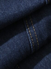 Dazy Plus Vintage Washed Denim Tie-Up Street Casual Jeans For Autumn/Winter - Dark Wash - View 7