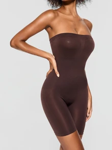 SHAPORA Strapless Body-Shaping Romper, Can Be Worn As Base Layer Or Outerwear - Brown - View 6