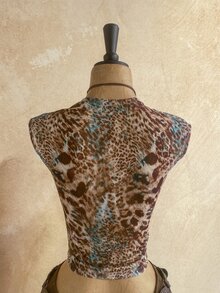 Ure Wave Women's Leopard Print Lace Patchwork Sexy Top - Multicolor - View 2