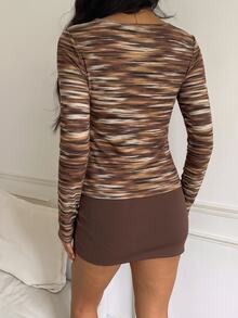 CovetEZ 95% Cotton Full Print Women's Long Sleeve T-Shirt - Multicolor - View 5