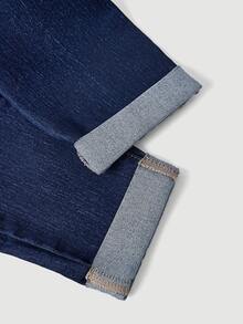 EMERY ROSE Spring High Waist Ripped Slant Pocket Skinny Jeans - Dark Wash - View 7