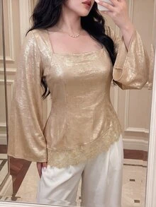 Vibekara Plus Size Women's Casual Versatile Everyday Outing Shirt - Gold - View 4