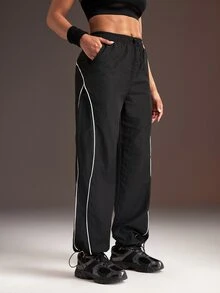 Powerista Women's Colorblock Casual Daily Travel Sports Long Pants - Black - View 4