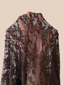 Elaquor Plus Size Vintage Lace Long Sleeve Evening Dress - Coffee Brown - View 7