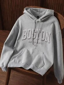Daypath Men's Loose Fit Hooded Sweatshirt In Floral Gray - Light Grey - View 1
