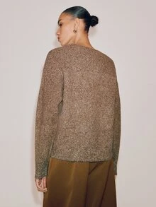 Anewsta Essential Autumn/Winter New Embroidered Women's Pullover Sweater - Coffee Brown - View 8