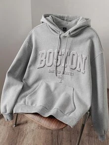 Daypath Men's Loose Fit Hooded Sweatshirt In Floral Gray - Light Grey - View 7