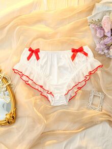 DelicateAllure Plus Size Women's Bow Decor Ruffle Fashion Panties - White - View 1