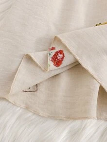 SHEIN 杏色花卉刺繡底布洋裝，優雅可愛優雅生日拍照穿搭洋裝 - 彩色 - 查看 9