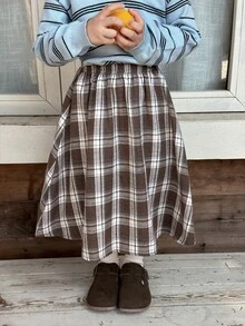 Dazy Kids Infant/Toddler (Girl) Plaid Korean Style Casual Versatile All-Season Bottoms - Blue - View 7