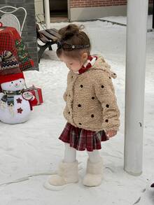 Dazy Kids Infant (Girl) Polka Dot Korean Style Long Sleeve Autumn/Winter Jacket - Apricot - View 10