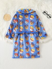Cozy Pixies | PAW Patrol 兒童小男孩休閒日常舒適印花毛絨長袖開襟睡袍家居服 - 寶藍色 - 查看 2
