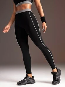 Powerista Women's Colorblock Casual Daily Wear Sports Leggings - Black - View 5