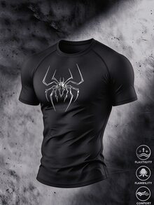 Gym Rark 男士彈性時尚 Logo 運動 T 恤，萬聖節禮物，健身運動黑色與銀色夏季運動休閒風 - 黑色 - 查看 3