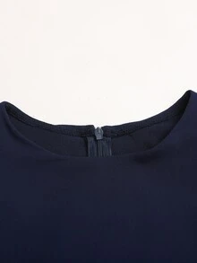 SHEIN Tween Girls Partywear Deep Tween Girl Blue Elegant Fitted Jumpsuit Tween Girl - Navy Blue - View 4