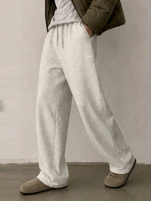 DAZY Men's Solid Color Drawstring Waist Casual Daily Sweatpants - Light Grey - View 5