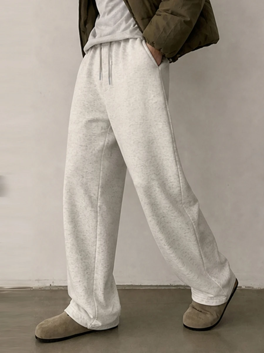 DAZY Men's Solid Color Drawstring Waist Casual Daily Sweatpants - Light Grey - View 1