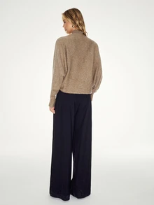 ATUI Studio Women's Knit High Neck Tank Top And Long Sleeve Cardigan Sweater 2 Pieces Set - Brown - View 2
