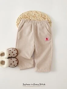 Cozy Pixies Baby Girl Elastic Waist Casual Everyday Long Autumn Pants - Apricot - View 3
