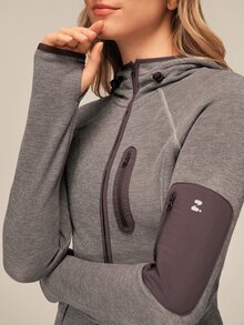 OutZeal Women Sports Jacket Gym Workout Yoga Slim-Fit Zip Up Hooded Thermal Winter Jacket - Grey - View 10