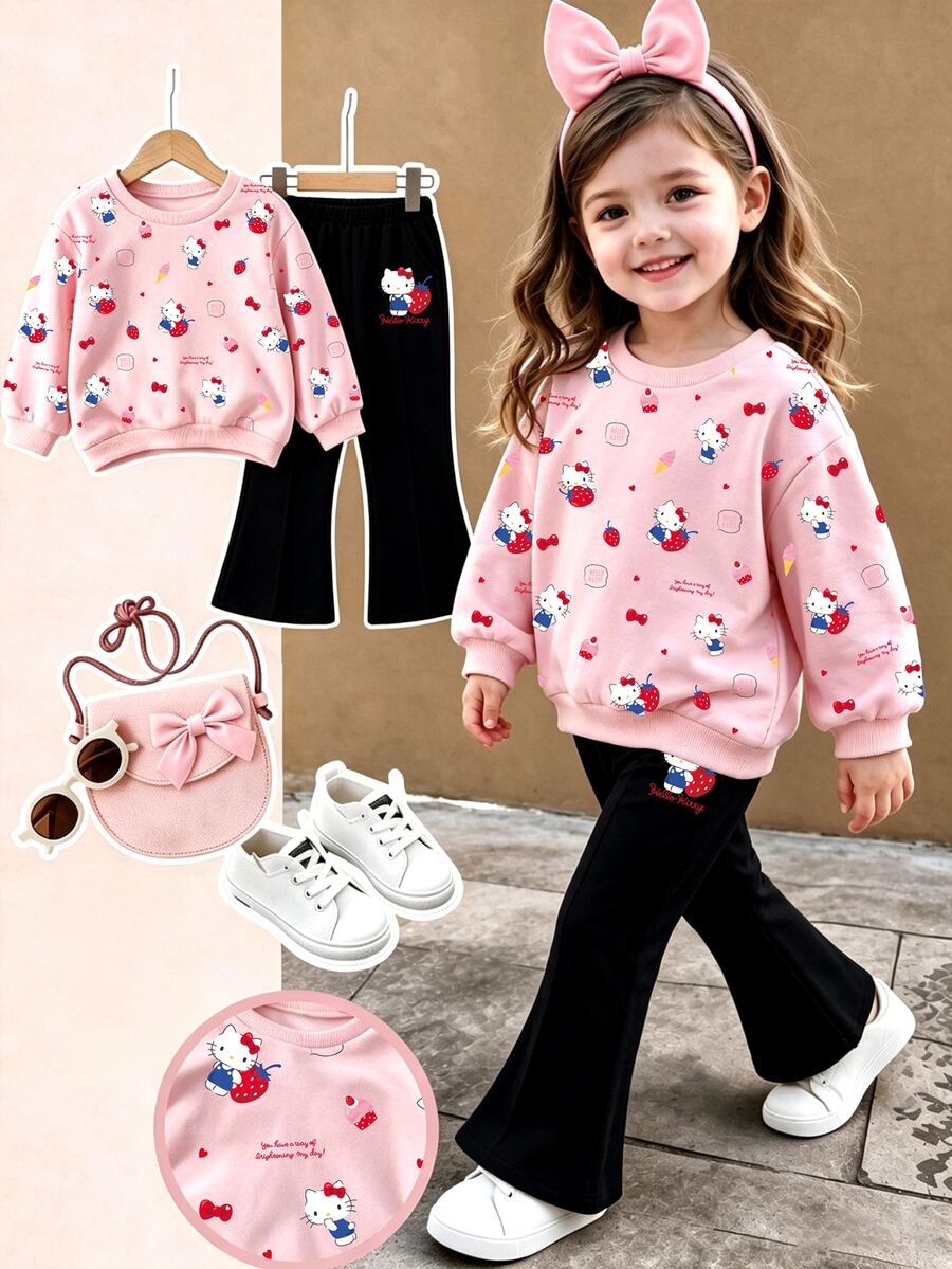 HELLO KITTY AND FRIENDS | SHEIN Baby Girl Strawberry Cartoon Pattern ...