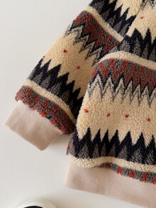 Cozy Pixies 兒童小男孩休閒日常舒適高領套頭長袖秋季衛衣 - 杏色 - 查看 4