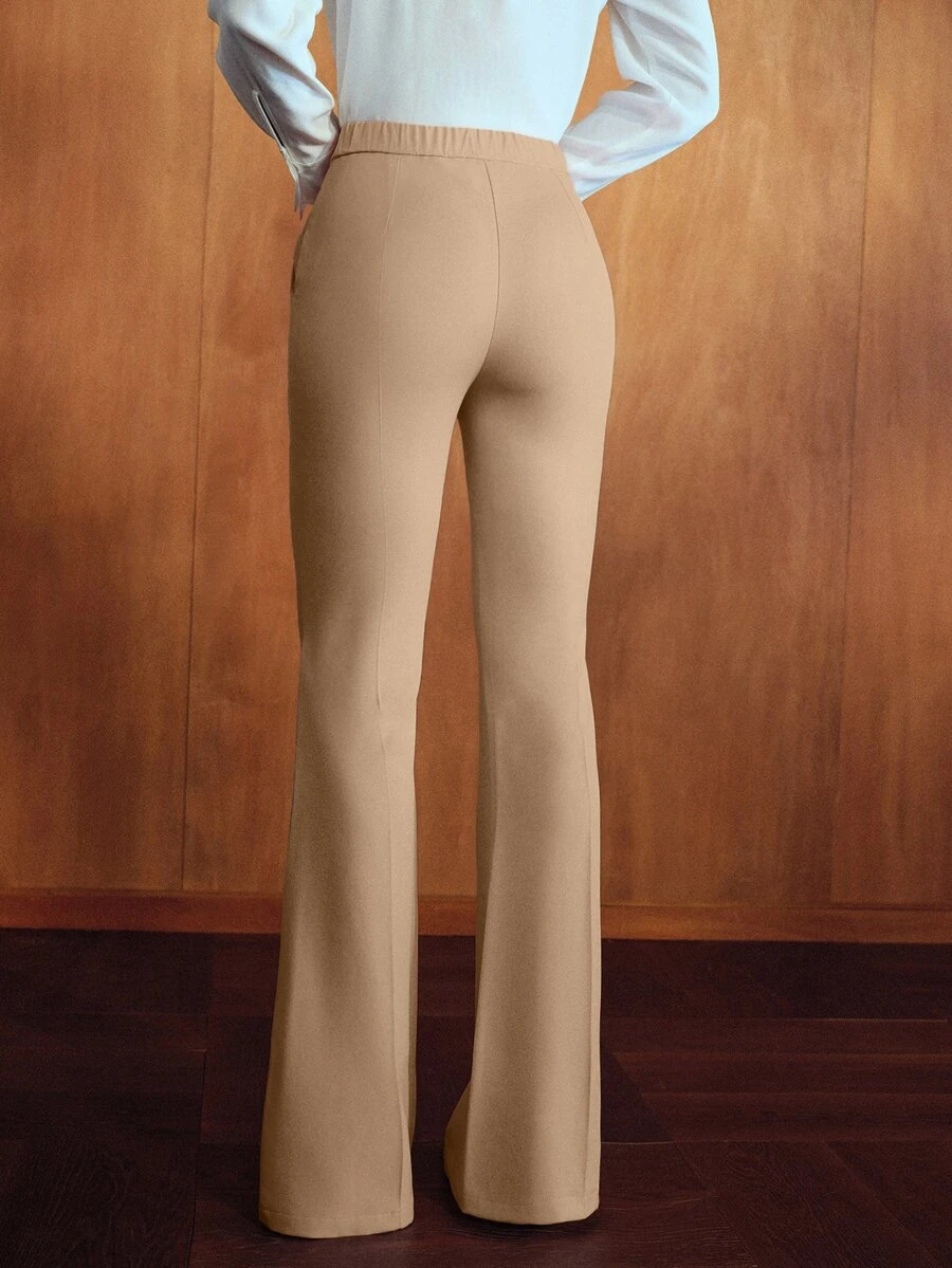 MOTF PREMIUM WOMEN'S ELEGANT COMMUTER FLARED SUIT PANTS - Khaki - View 2
